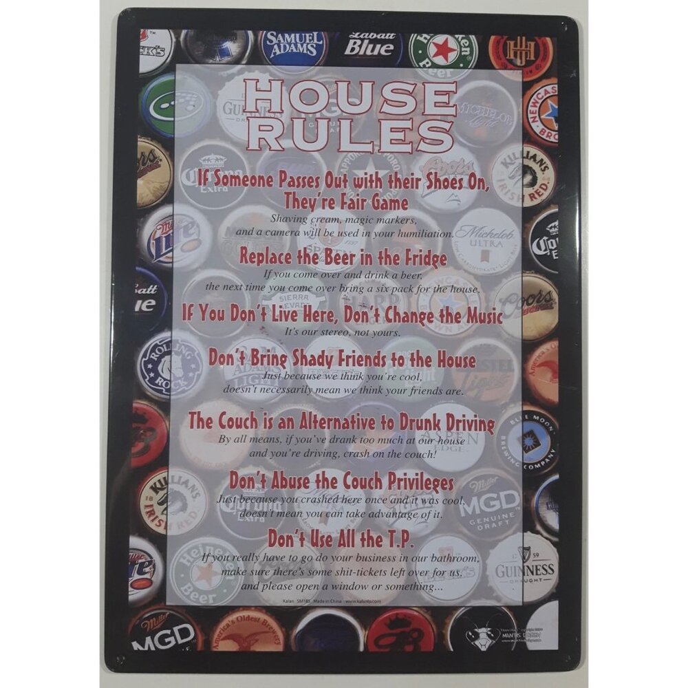 House Rules Drinking Rules 2004 Mantis Poster Brand New, Man‎ Cave/Frat Decor